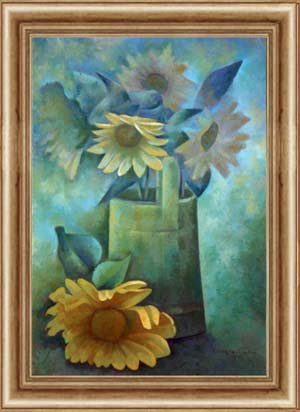 Flowers on green background
