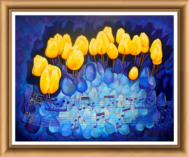 Fantasy with tulips and score