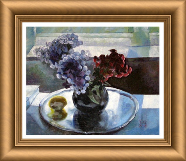 In front of the window